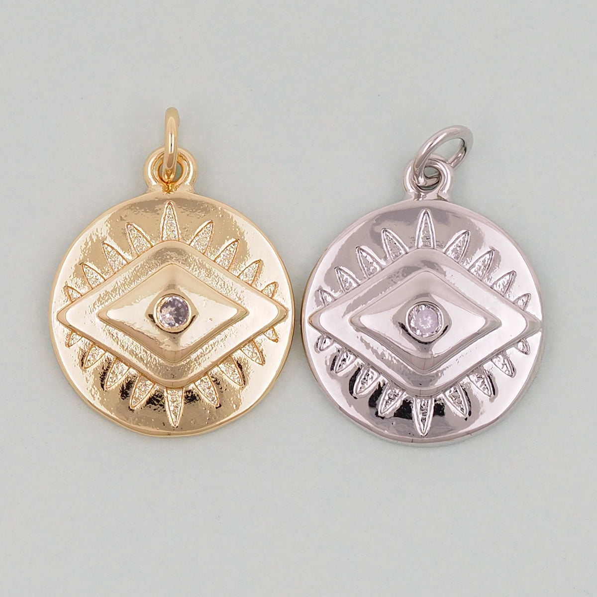 18K Gold Filled Evil Eye Charm Pendant for Jewelry Making