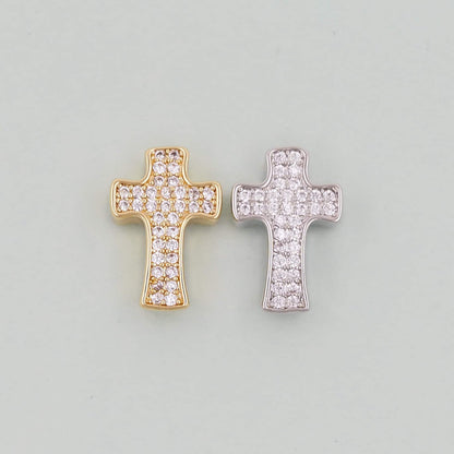 18K Gold Filled Cross Pendant,Cross Charm Bracelet Necklace for DIY Jewelry Making Supply