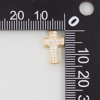 18K Gold Filled Cross Pendant,Cross Charm Bracelet Necklace for DIY Jewelry Making Supply