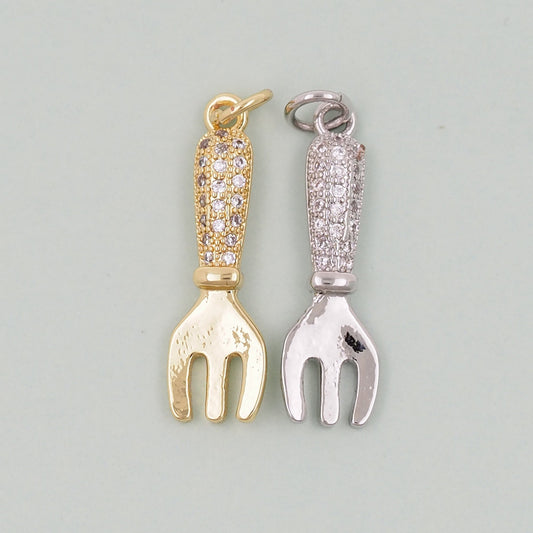 Gold Fork Charms,18K Gold Filled Fork Pendant,Fork Charm Bracelet Necklace for DIY Jewelry Making Supply