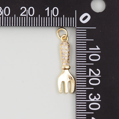 Gold Fork Charms,18K Gold Filled Fork Pendant,Fork Charm Bracelet Necklace for DIY Jewelry Making Supply
