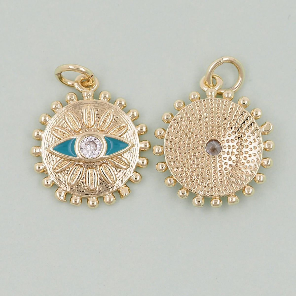 18K Gold Filled Evil Eye Charm Pendant for Jewelry Making