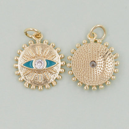 18K Gold Filled Evil Eye Charm Pendant for Jewelry Making