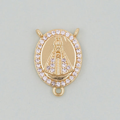Gold church Charms,18K Gold Filled church Pendant,Oval Charm Bracelet Necklace for DIY Jewelry Making Supply