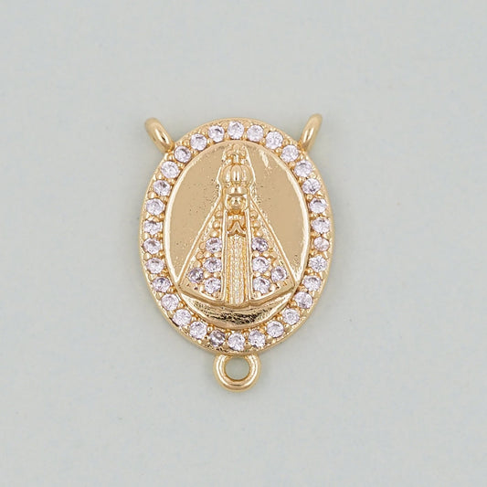 Gold church Charms,18K Gold Filled church Pendant,Oval Charm Bracelet Necklace for DIY Jewelry Making Supply