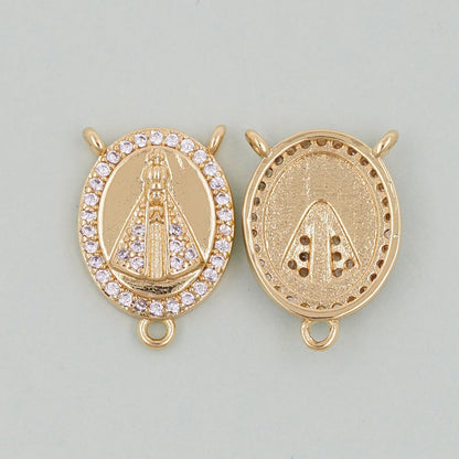 Gold church Charms,18K Gold Filled church Pendant,Oval Charm Bracelet Necklace for DIY Jewelry Making Supply
