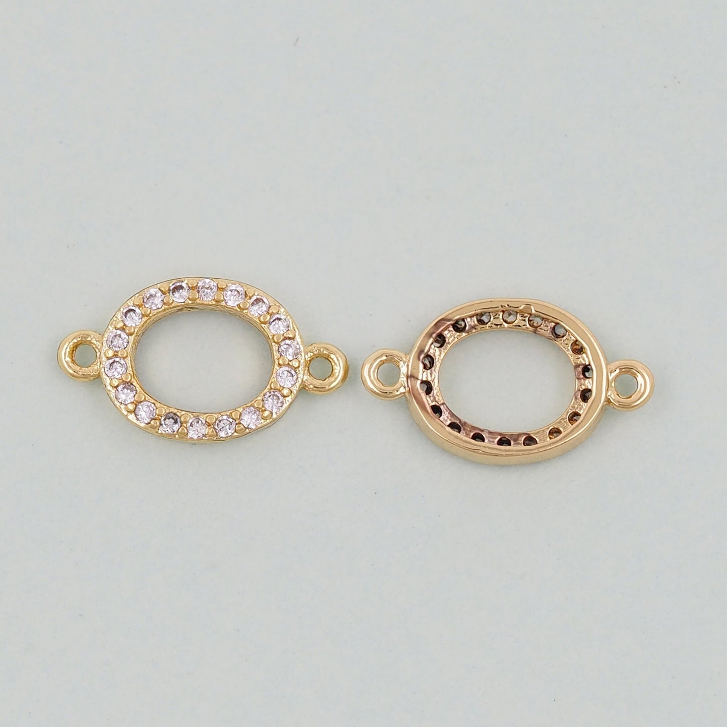 Gold Round Oval Connector Charms,18K Gold Filled Round Pendant,Round Charm Bracelet Necklace for DIY Jewelry Making Supply