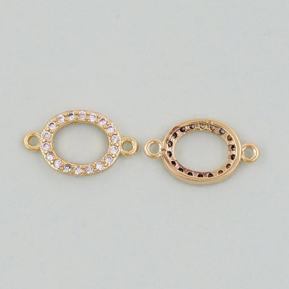 Gold Round Oval Connector Charms,18K Gold Filled Round Pendant,Round Charm Bracelet Necklace for DIY Jewelry Making Supply