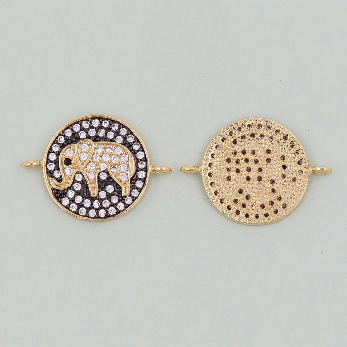 18K Gold Filled Elephant Enamel CZ Charm Pendant for Jewelry Making