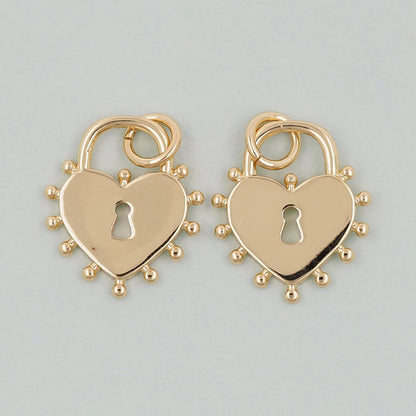 18K Gold Filled Heart Charm Pendant for Jewelry Making