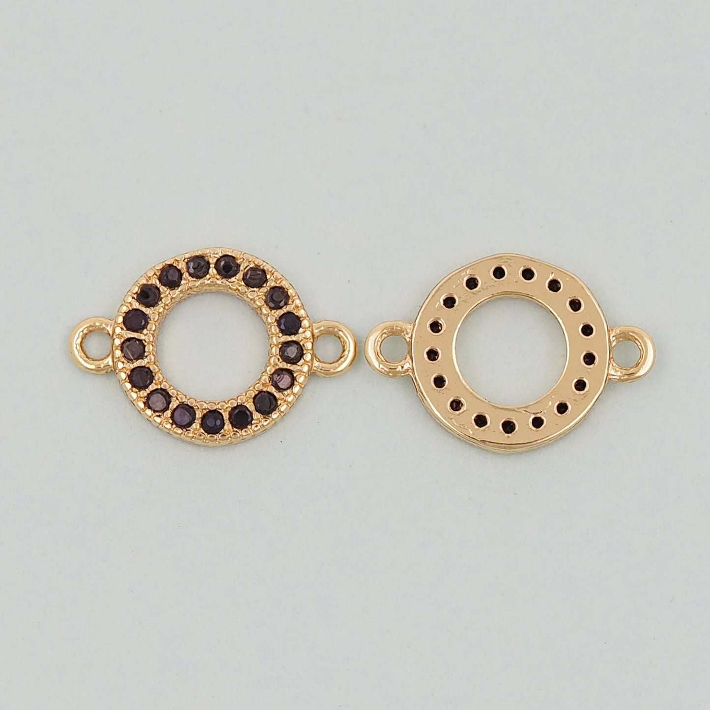 Gold Round Connector Charms,18K Gold Filled Round Pendant,Round Charm Bracelet Necklace for DIY Jewelry Making Supply