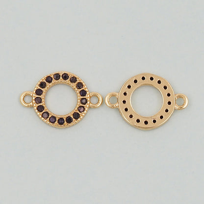 Gold Round Connector Charms,18K Gold Filled Round Pendant,Round Charm Bracelet Necklace for DIY Jewelry Making Supply