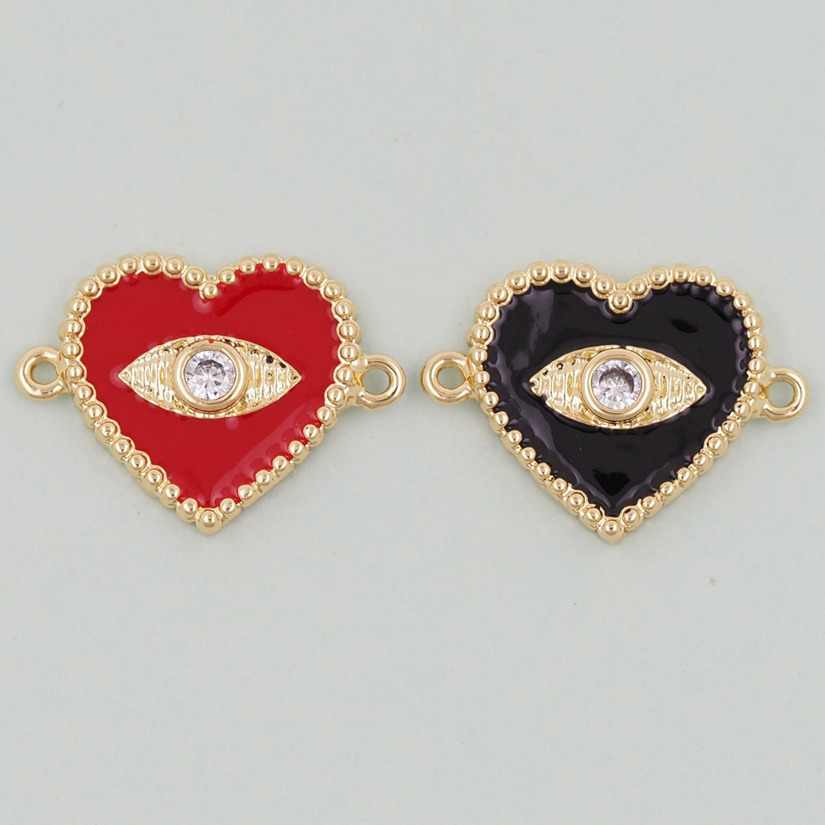 Gold Heart Evil Eye Charms,18K Gold Filled Heart Pendant,Heart Eye Charm Bracelet Necklace for DIY Jewelry Making Supply
