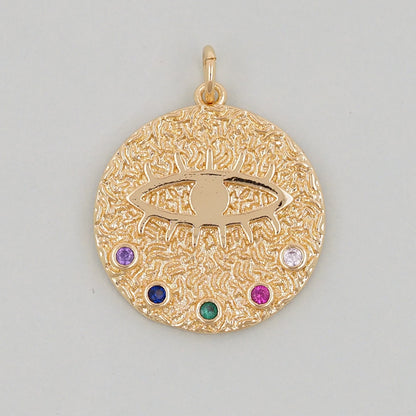Gold Round Evil Eye Charms,18K Gold Filled Evil Eye Pendant,Evil Eye Charm Bracelet Necklace for DIY Jewelry Making Supply