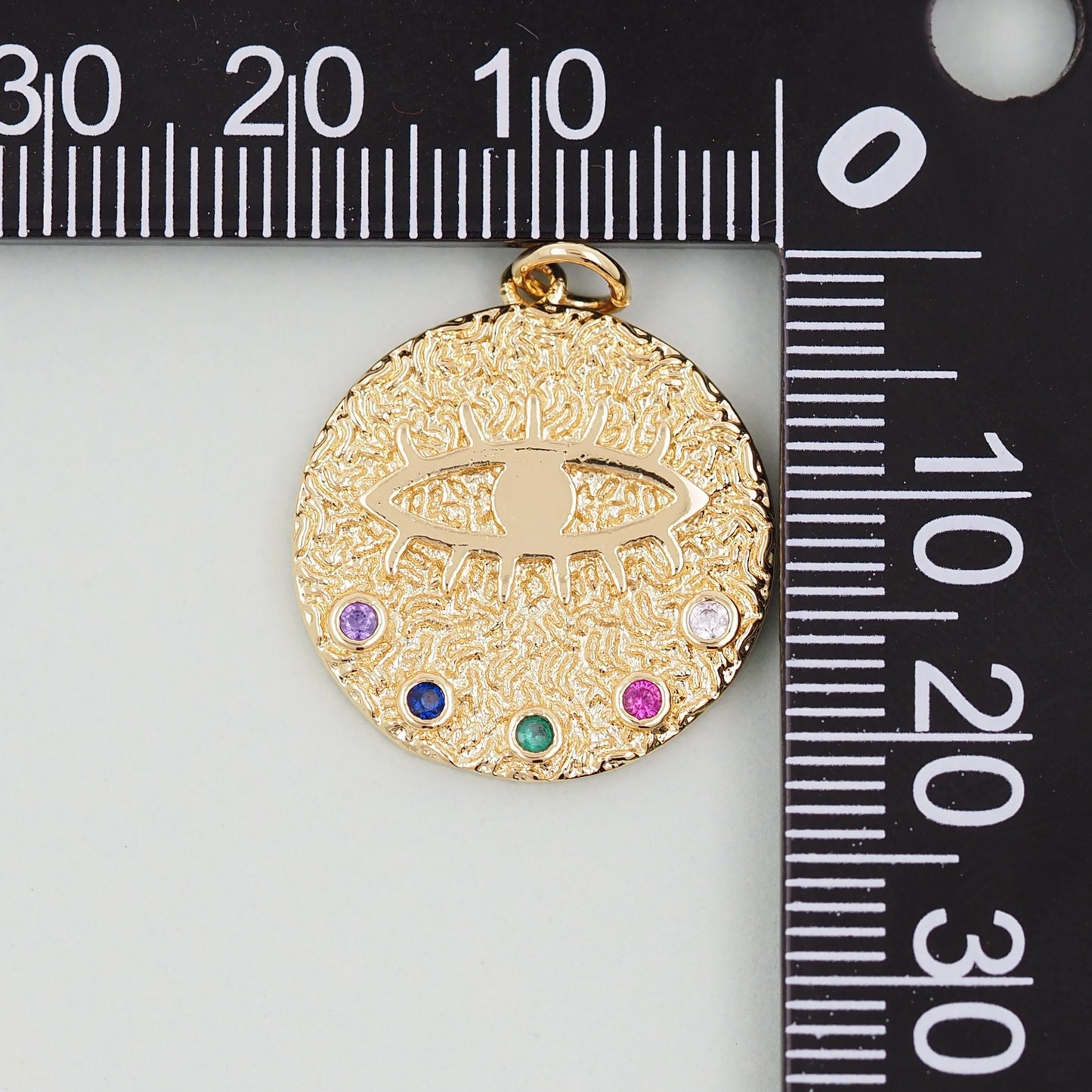 Gold Round Evil Eye Charms,18K Gold Filled Evil Eye Pendant,Evil Eye Charm Bracelet Necklace for DIY Jewelry Making Supply