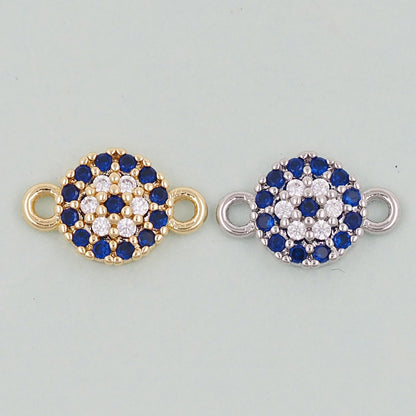 Gold Round Evil Eye Charms,18K Gold Filled Blue Evil Eye Connector Pendant Charm Bracelet Necklace for DIY Jewelry Making Sup