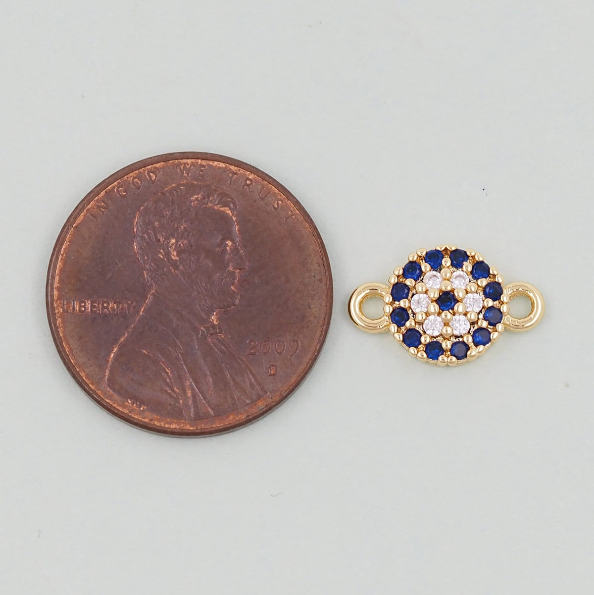 Gold Round Evil Eye Charms,18K Gold Filled Blue Evil Eye Connector Pendant Charm Bracelet Necklace for DIY Jewelry Making Sup