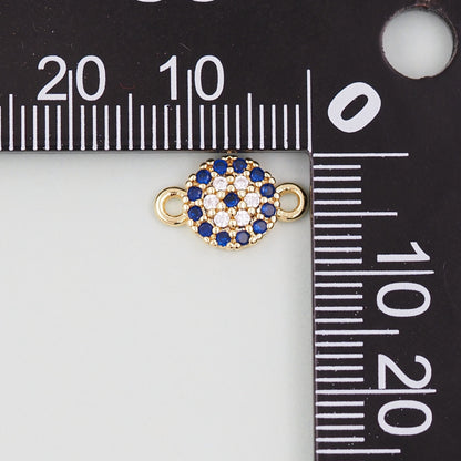 Gold Round Evil Eye Charms,18K Gold Filled Blue Evil Eye Connector Pendant Charm Bracelet Necklace for DIY Jewelry Making Sup