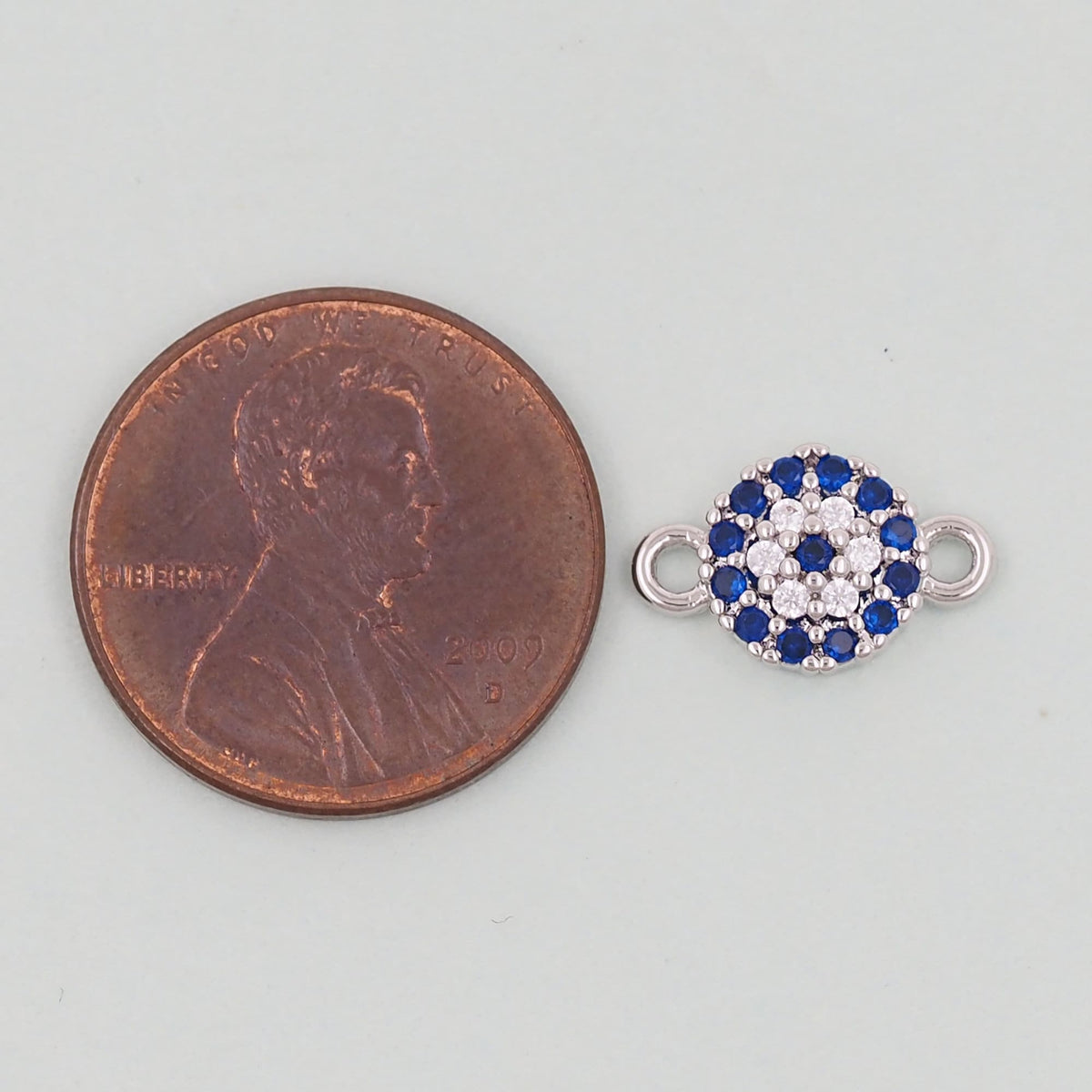 Gold Round Evil Eye Charms,18K Gold Filled Blue Evil Eye Connector Pendant Charm Bracelet Necklace for DIY Jewelry Making Sup