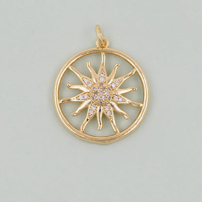 Gold Sun Charms,18K Gold Filled Sun Pendant,celestial  Charm Bracelet Necklace for DIY Jewelry Making Supply