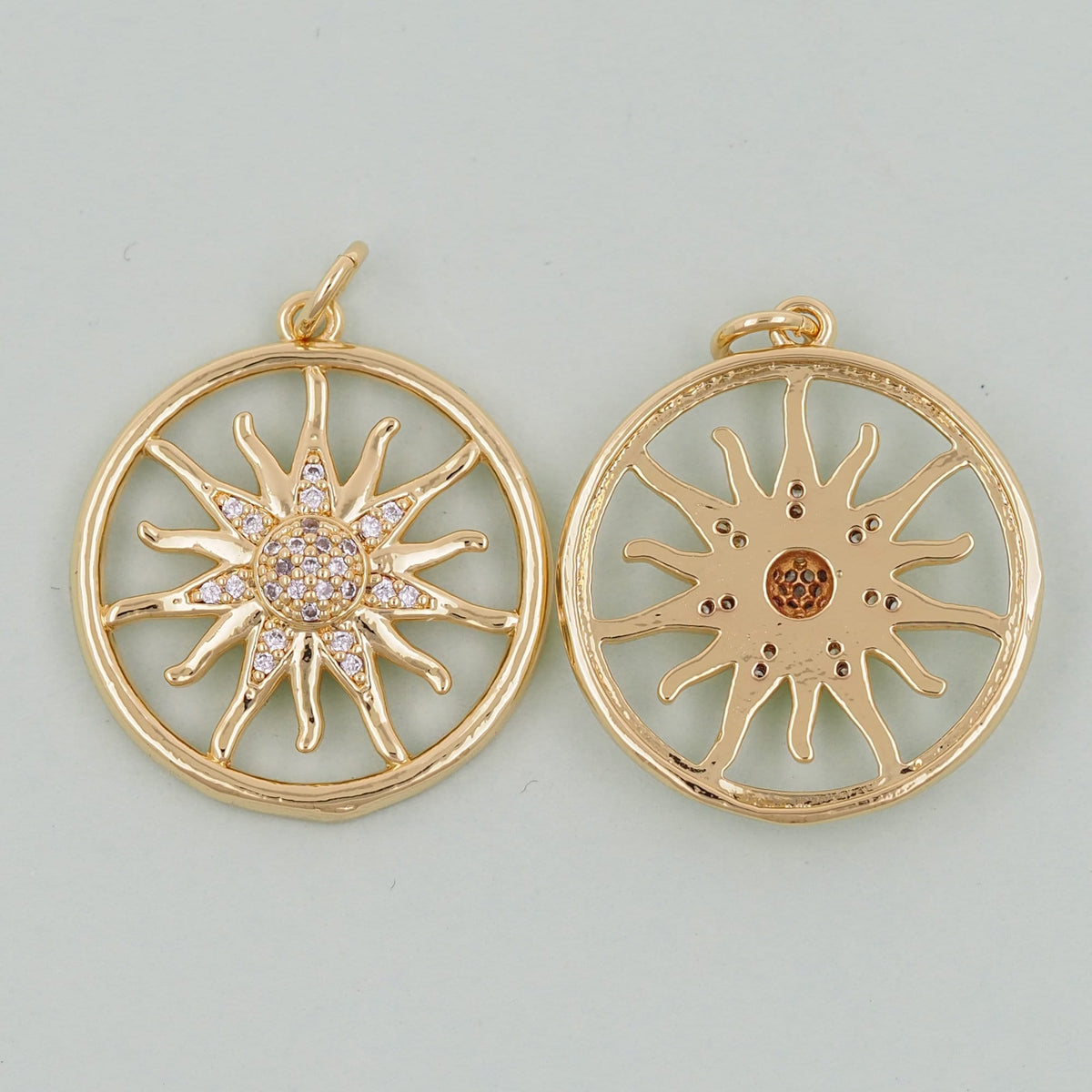 Gold Sun Charms,18K Gold Filled Sun Pendant,celestial  Charm Bracelet Necklace for DIY Jewelry Making Supply