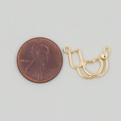 18K Gold Filled Heart Charm Pendant for Jewelry Making