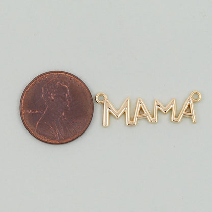 Gold Mama Charms,18K Gold Filled Mama Pendant,Mama Charm Bracelet Necklace for DIY Jewelry Making Supply