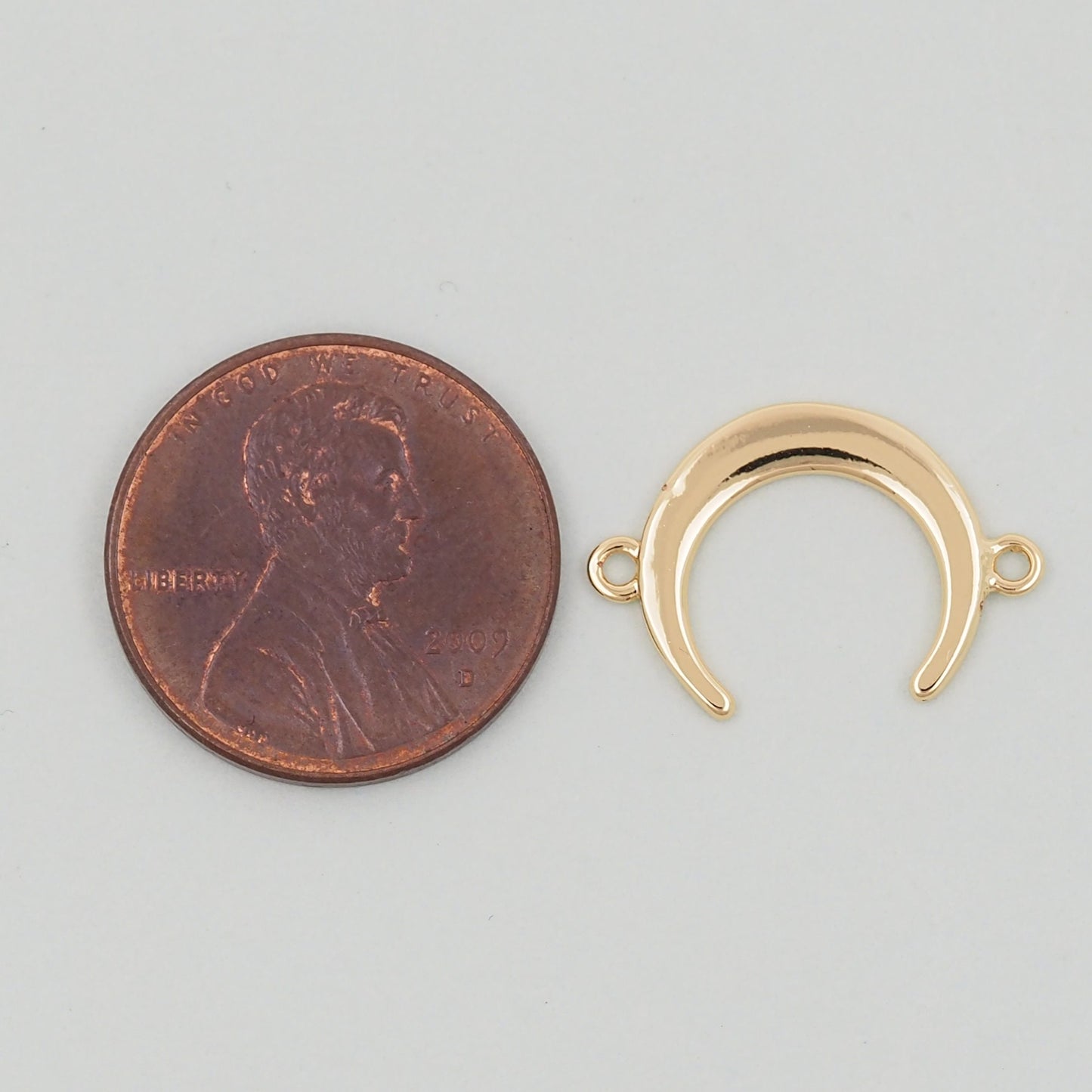 18K Gold Filled Horn Pendant,Horn Connector Charm Bracelet Necklace for DIY Jewelry Making Supply