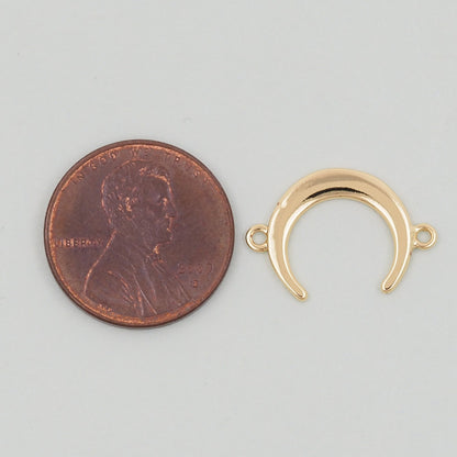 18K Gold Filled Horn Pendant,Horn Connector Charm Bracelet Necklace for DIY Jewelry Making Supply