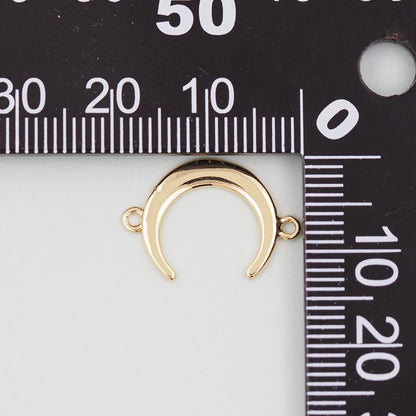 18K Gold Filled Horn Pendant,Horn Connector Charm Bracelet Necklace for DIY Jewelry Making Supply