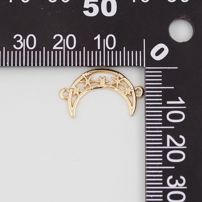 Gold Moon Charms,18K Gold Filled Star Pendant,Moon Charm Bracelet Necklace for DIY Jewelry Making Supply