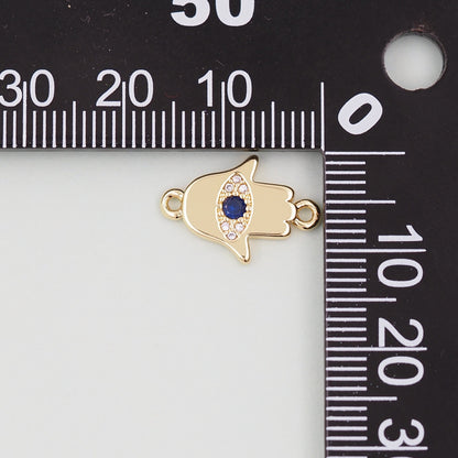 18K Gold Filled Cubic Zirconia Evil Eye Connector for Jewelry Making