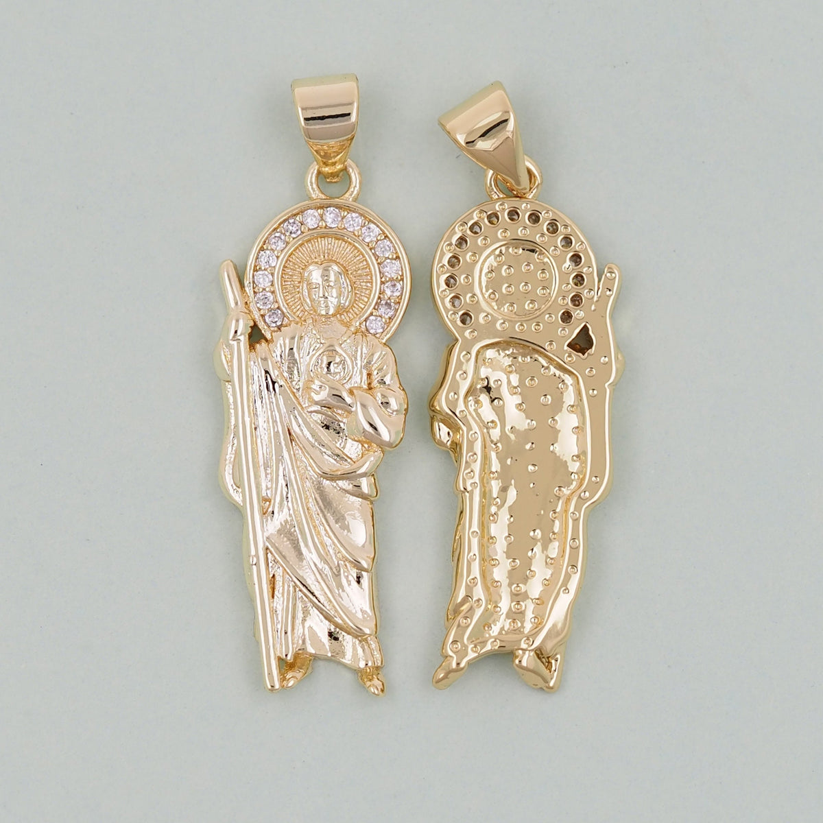 Gold Saint Jude Charms,18K Gold Filled Saint Jude Pendant,Saint Jude Charm Bracelet Necklace for DIY Jewelry Making Supply