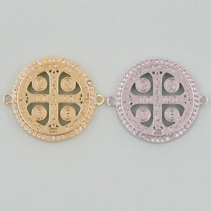 Gold religion Charms,18K Gold Filled religion Pendant,Cross Connector Charm Bracelet Necklace for DIY Jewelry Making Supply