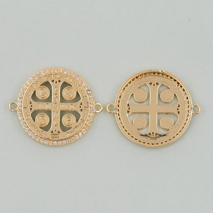 Gold religion Charms,18K Gold Filled religion Pendant,Cross Connector Charm Bracelet Necklace for DIY Jewelry Making Supply