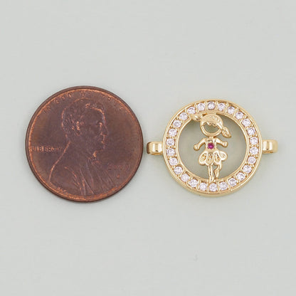 18K Gold Filled Boy Girl Pendant,Boy Girl Charm Bracelet Necklace for DIY Jewelry Making Supply