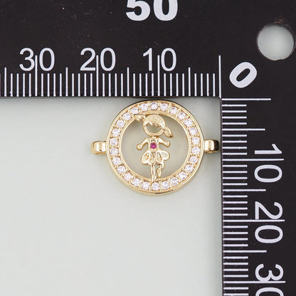 18K Gold Filled Boy Girl Pendant,Boy Girl Charm Bracelet Necklace for DIY Jewelry Making Supply