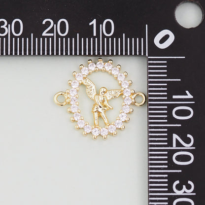 Gold Angel Connector Charms,18K Gold Filled Angel Pendant,Angel Charm Bracelet Necklace for DIY Jewelry Making Supply