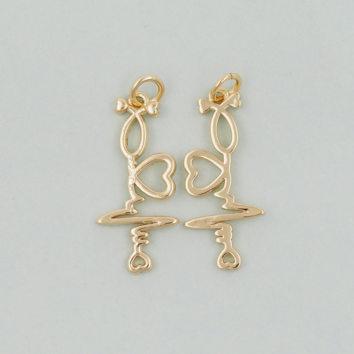 Gold Heart Charms,18K Gold Filled Heart Pendant,Heart Charm Bracelet Necklace for DIY Jewelry Making Supply
