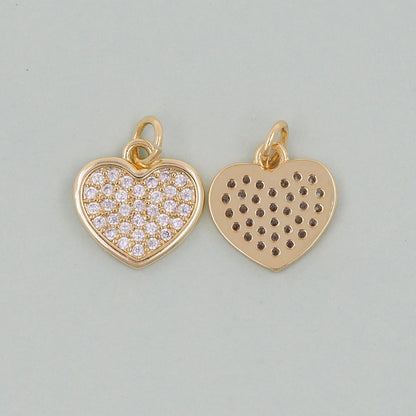 Gold Heart Charms,18K Gold Filled Heart Pendant,Heart Charm Bracelet Necklace for DIY Jewelry Making Supply