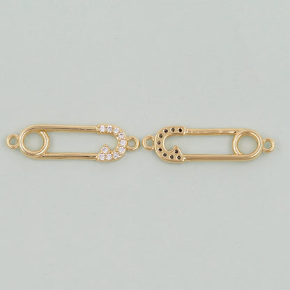 18K Gold Filled Safety Pin Connector Charm for DIY Necklacee Jewelry Making