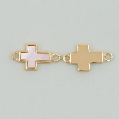 18K Gold Filled Cross Pendant,Cross Connector Charm Bracelet Necklace for DIY Jewelry Making Supply