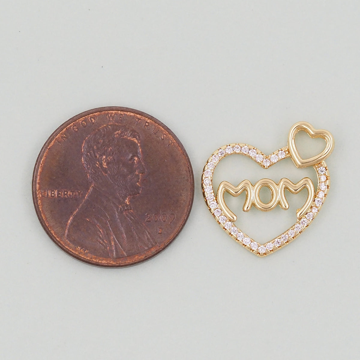 Gold Heart Charms,18K Gold Filled Heart Pendant,Mom Charm Bracelet Necklace for DIY Jewelry Making Supply