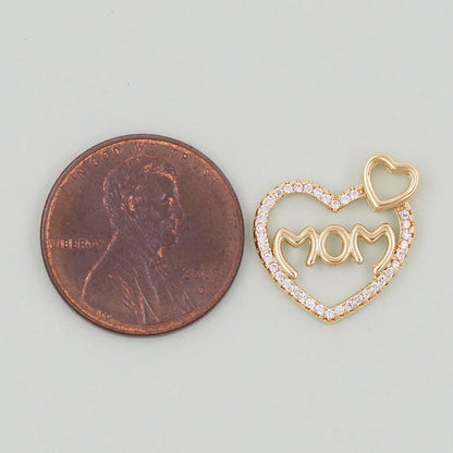 Gold Heart Charms,18K Gold Filled Heart Pendant,Mom Charm Bracelet Necklace for DIY Jewelry Making Supply