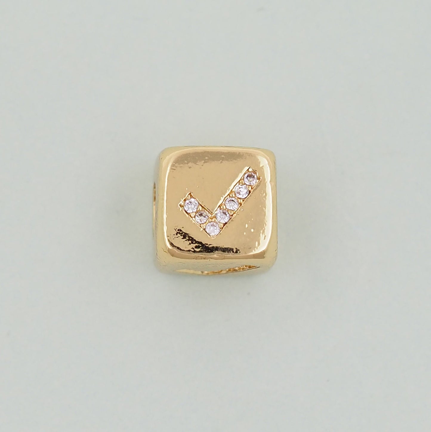 Gold symbol Beads Charms,18K Gold Filled Cube Beads Charm Bracelet Necklace for DIY Jewelry Making Supply hole 4mm