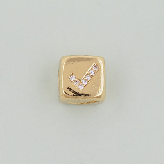 Gold symbol Beads Charms,18K Gold Filled Cube Beads Charm Bracelet Necklace for DIY Jewelry Making Supply hole 4mm