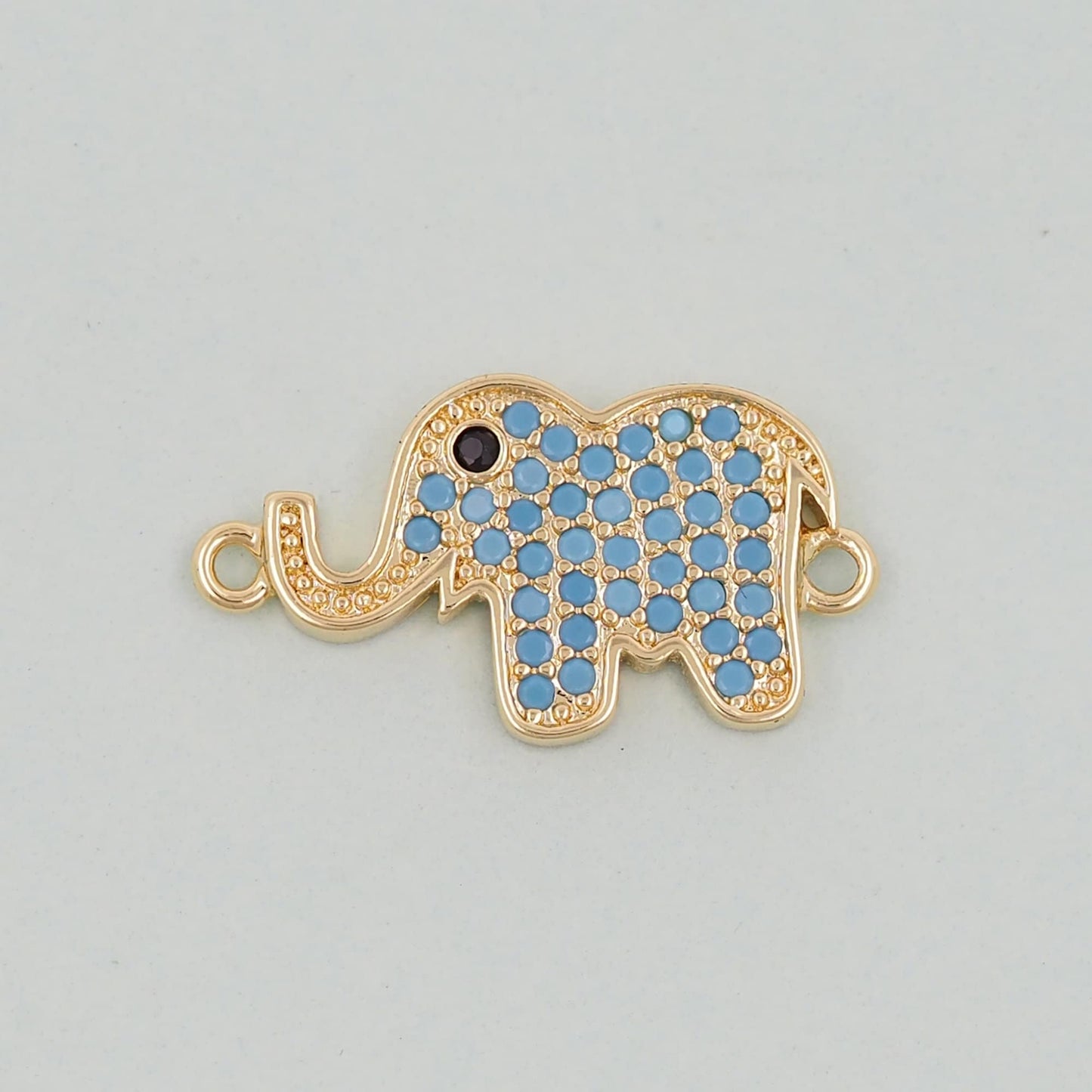 Gold Elephant Charms,18K Gold Filled CZ Elephant Pendant,Elephant Connector Charm Bracelet Necklace for DIY Jewelry Making Supply