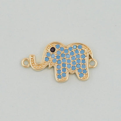 Gold Elephant Charms,18K Gold Filled CZ Elephant Pendant,Elephant Connector Charm Bracelet Necklace for DIY Jewelry Making Supply