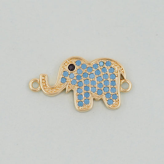 Gold Elephant Charms,18K Gold Filled CZ Elephant Pendant,Elephant Connector Charm Bracelet Necklace for DIY Jewelry Making Supply