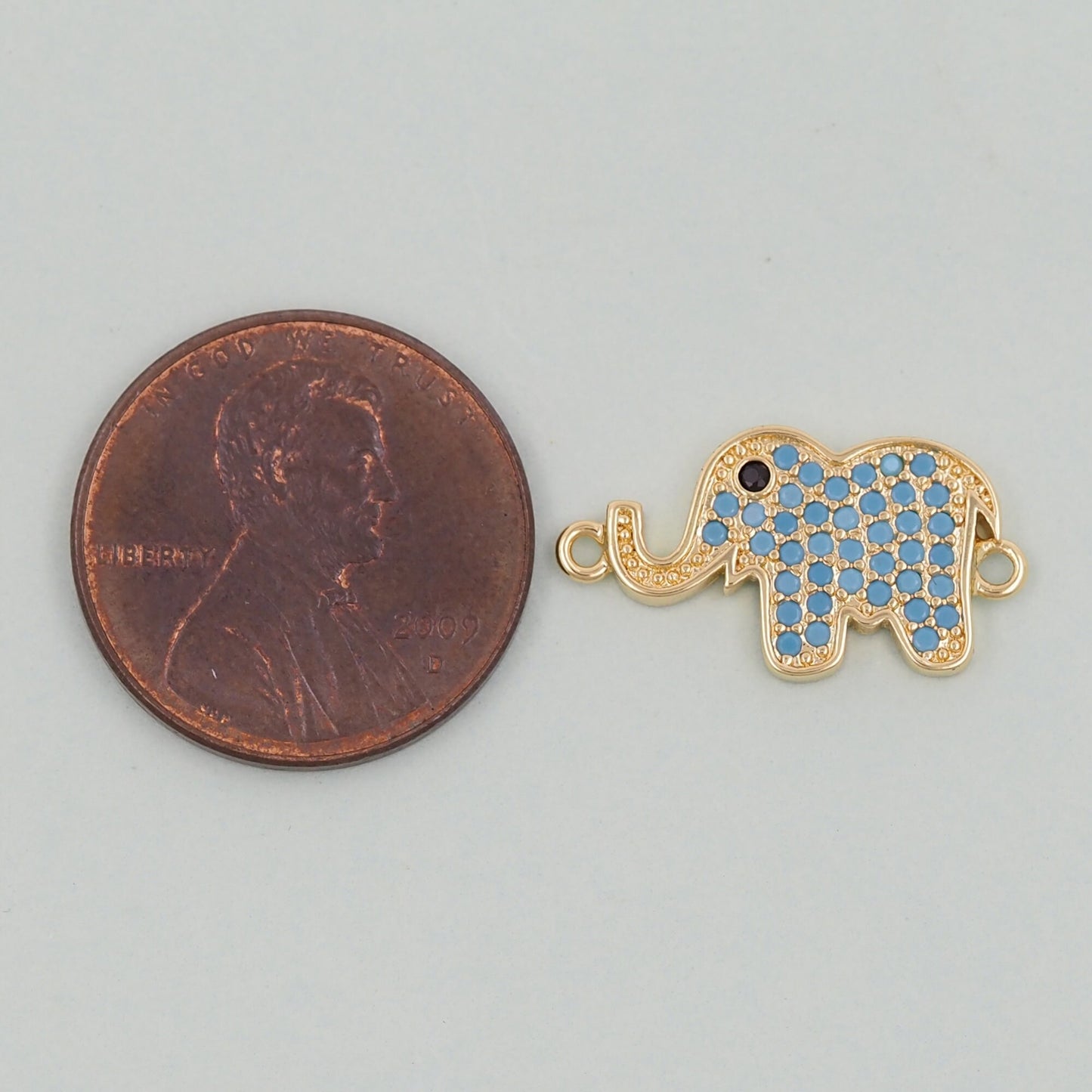 Gold Elephant Charms,18K Gold Filled CZ Elephant Pendant,Elephant Connector Charm Bracelet Necklace for DIY Jewelry Making Supply